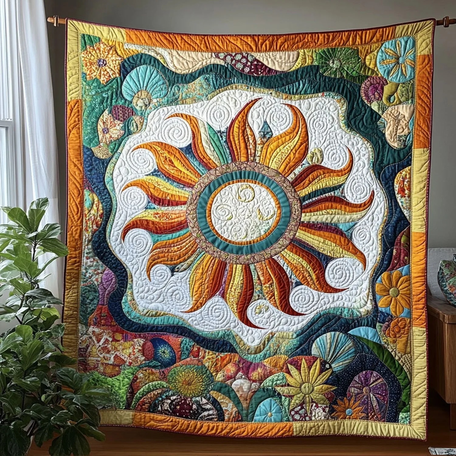 Golden Groove Quilted Blanket
