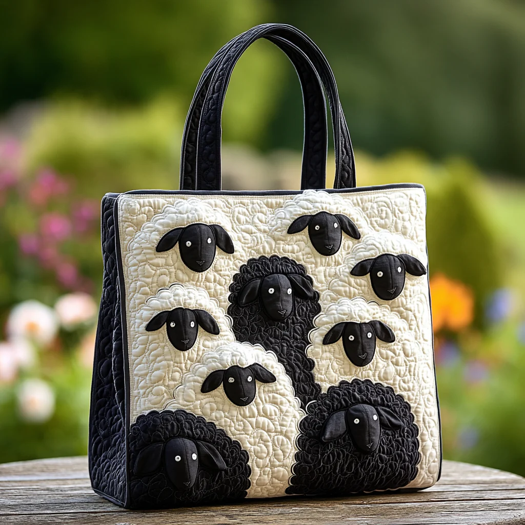 Moonlit Meow QuiltedTote Bag