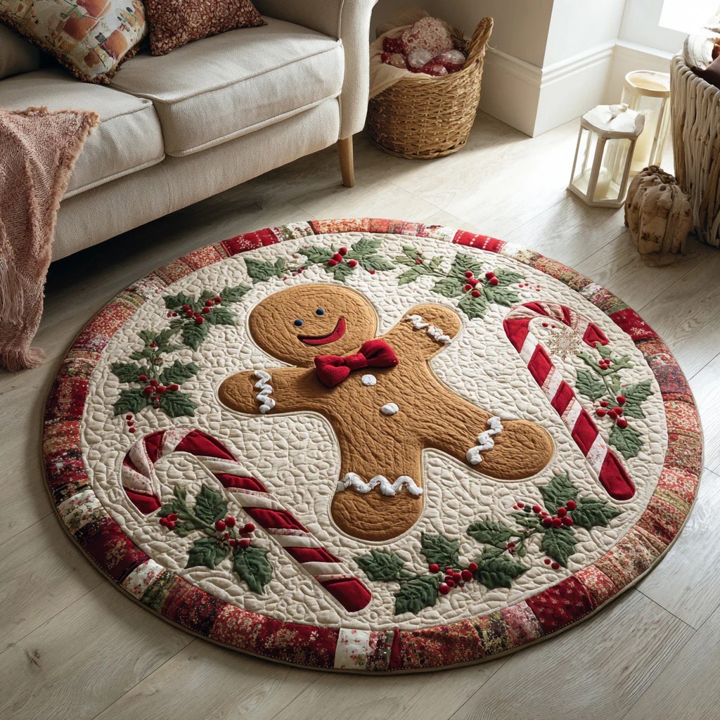 Rustic Fire Gathering Quilted Round Mat