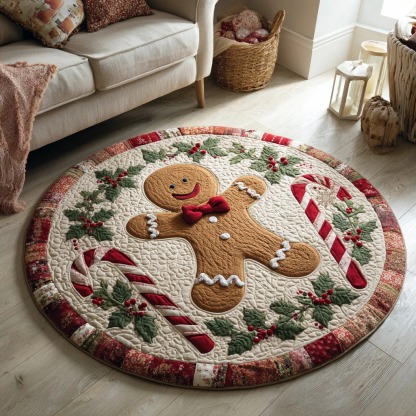 Happy Gingerbread Quilted Round Mat