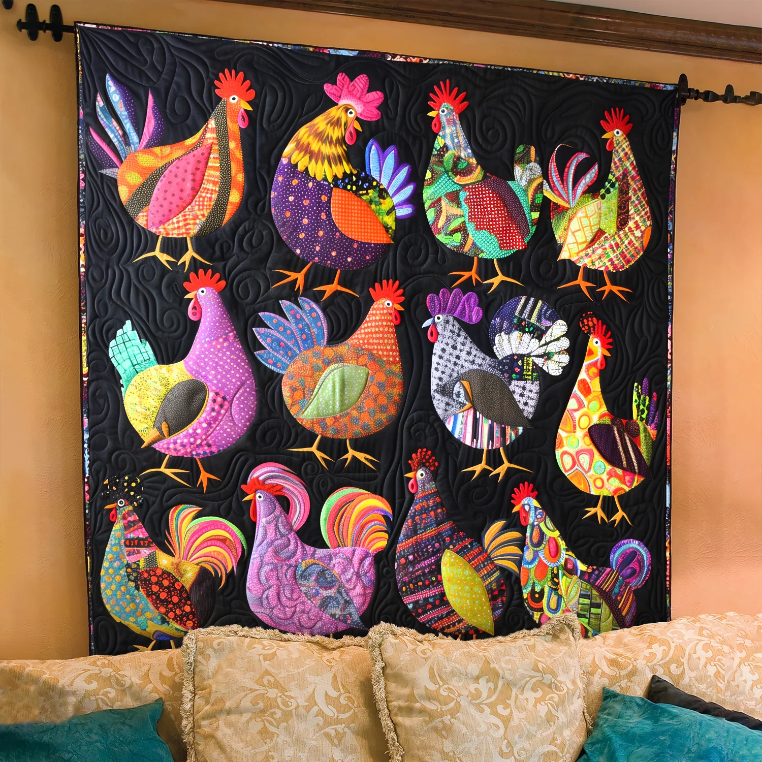 Chicken Quilted Blanket