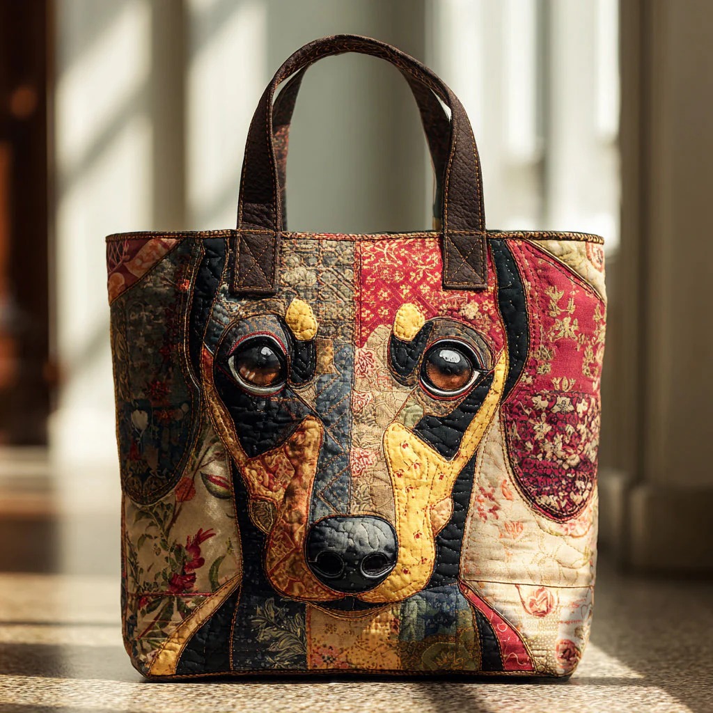 Colorful Dachshund Quilted Tote Bag