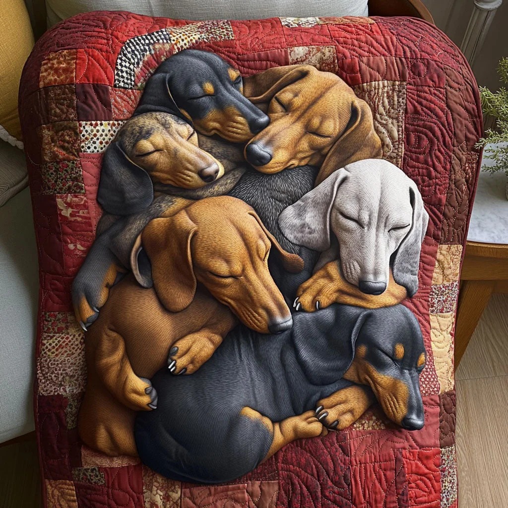 Dachshund DelightQuilted Blanket