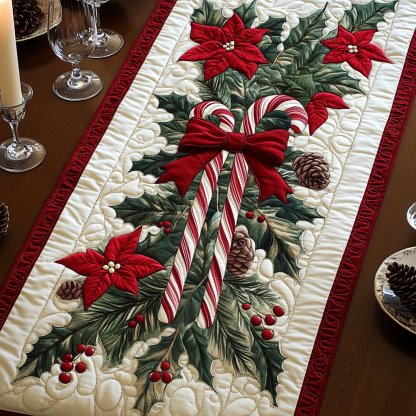 Candy Cane Bliss Quilted Table Runner 