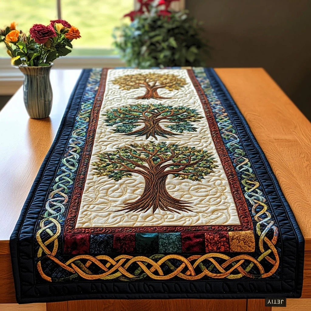 Celtic Tree Quilted Table Runner 