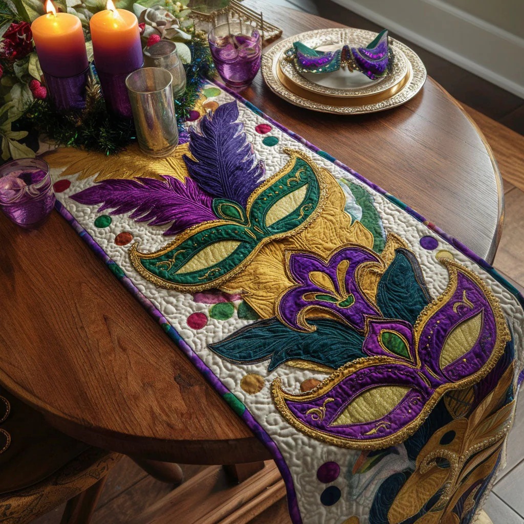 Royal Feather FantasyQuilted Table Runnerg
