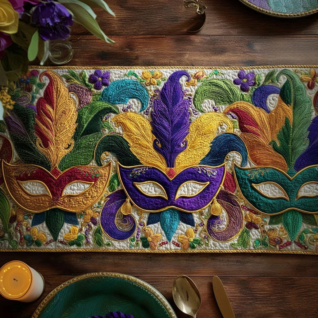 Carnival of FeathersQuilted Table Runner