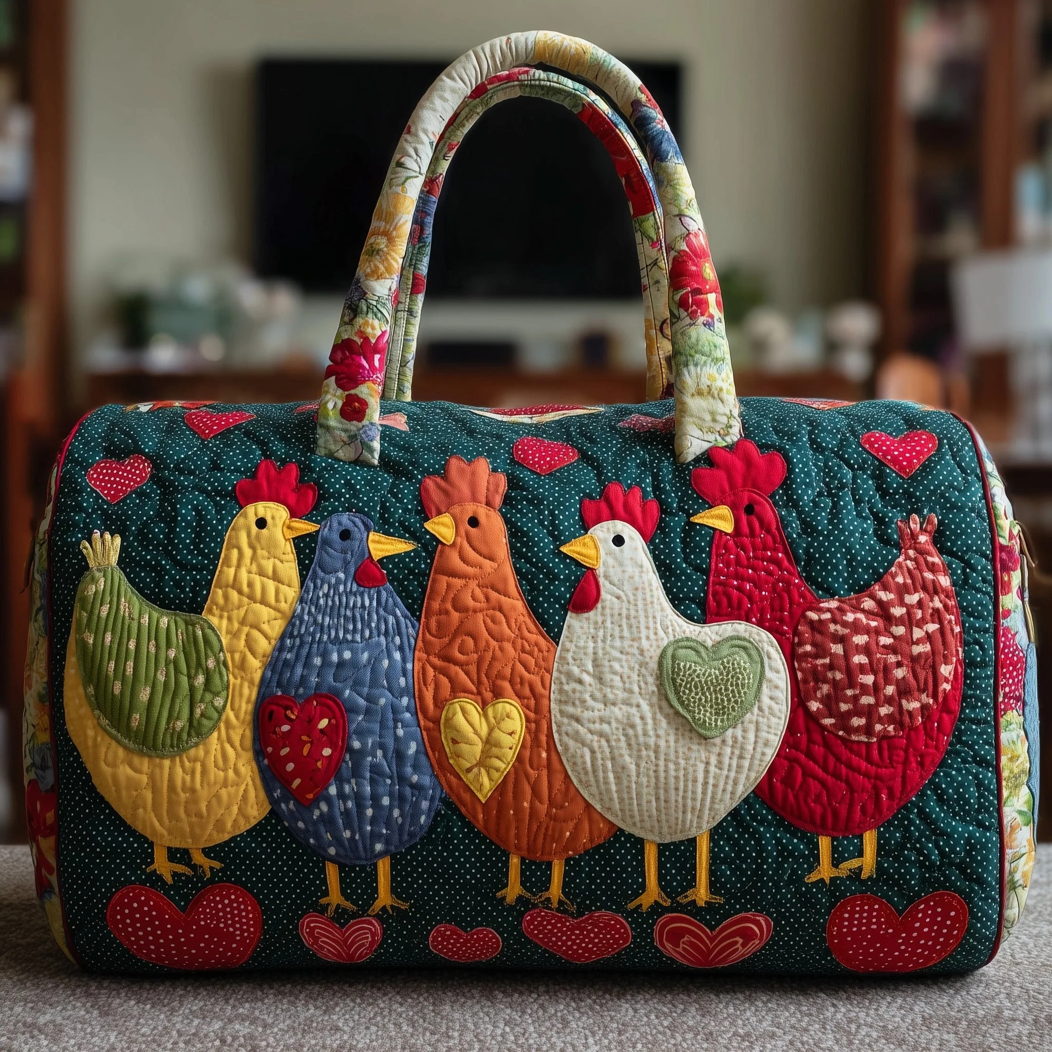 Cheerful Chicken Quilted Duffle Bag GFTONL5086