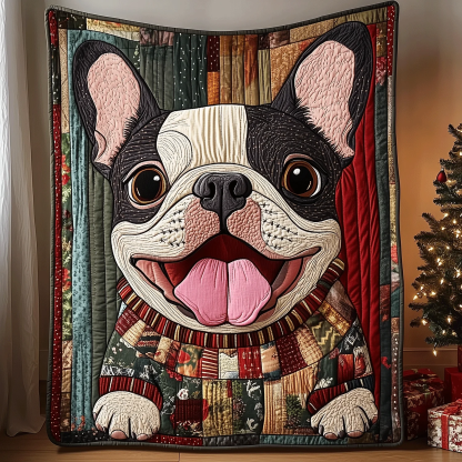 Jolly French Bulldog Quilted Blanket
