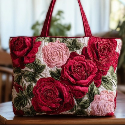 Amazing Roses Quilted Tote Bag