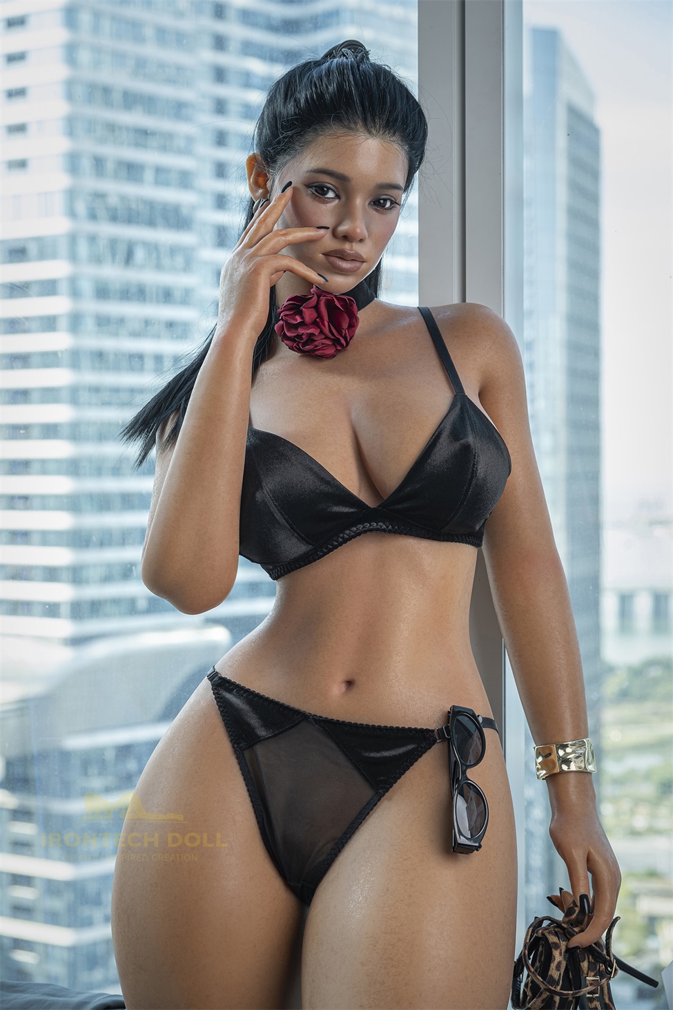 Irontech | Trya -5ft 4/164cm Dark Tanned Silicone Sex Doll, ROS MAX Head S55