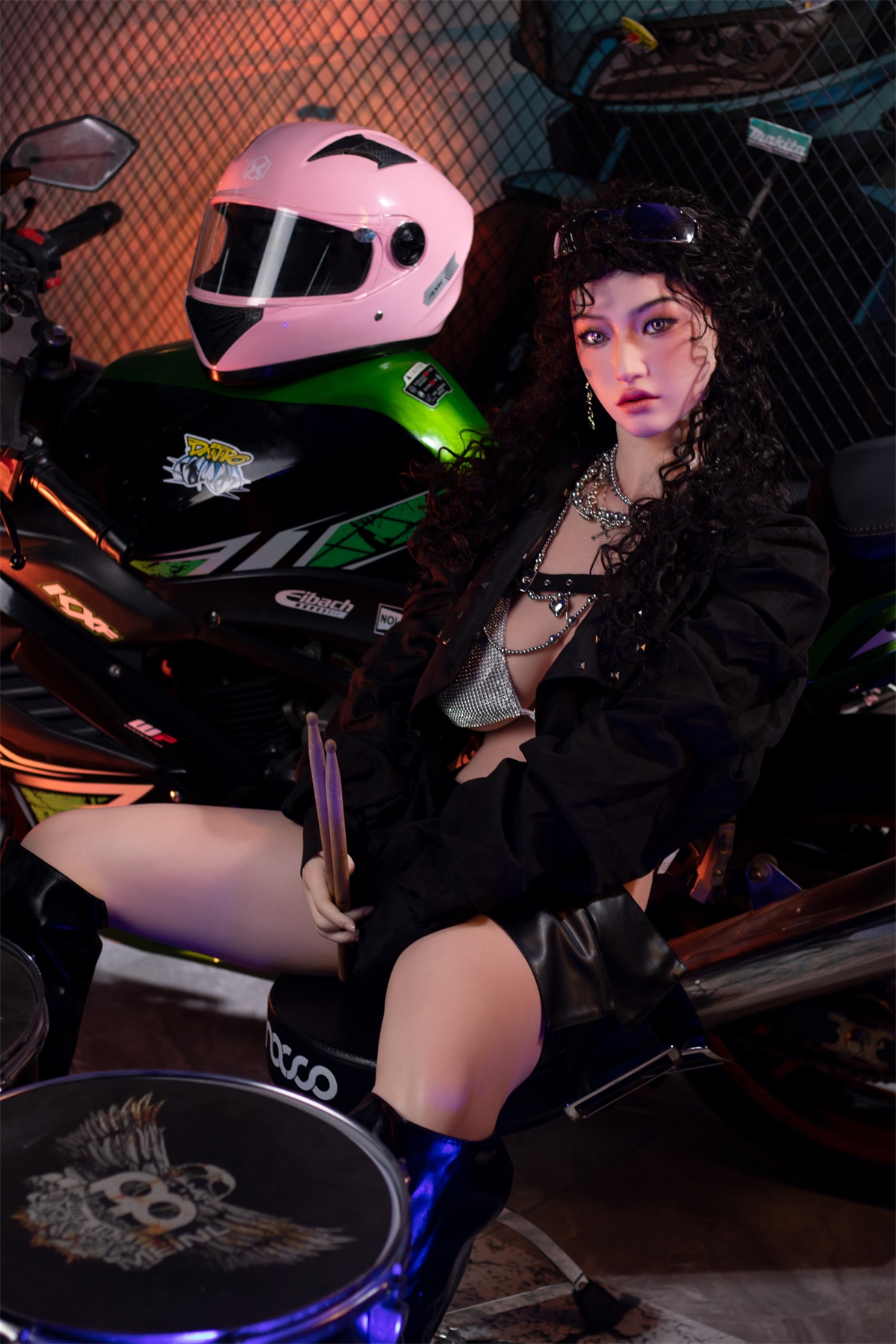 Orange In丨Stevie -5ft 3/160cm Edgy Biker Style Movable Jaw Silicone Sex Doll