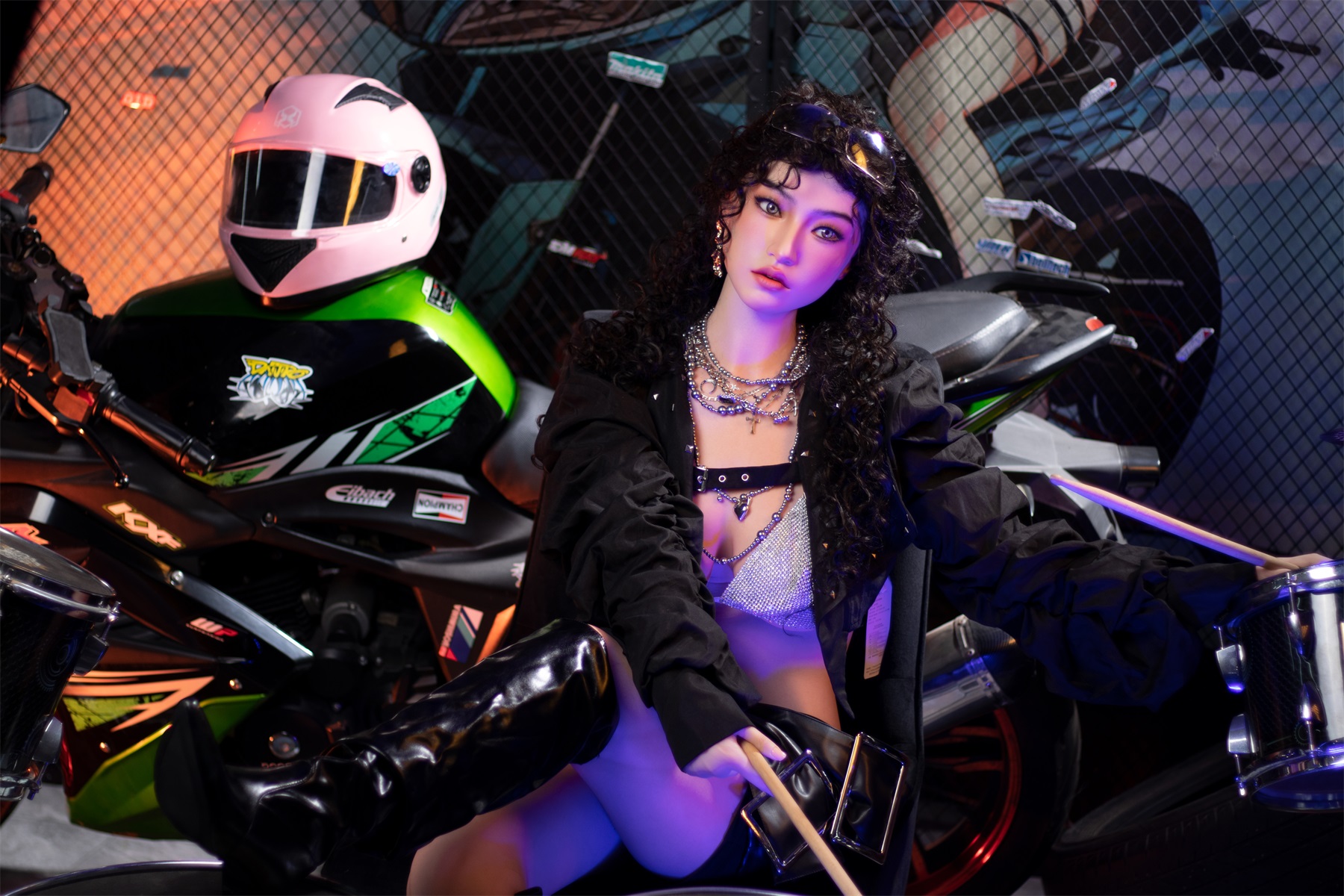 Orange In丨Stevie -5ft 3/160cm Edgy Biker Style Movable Jaw Silicone Sex Doll