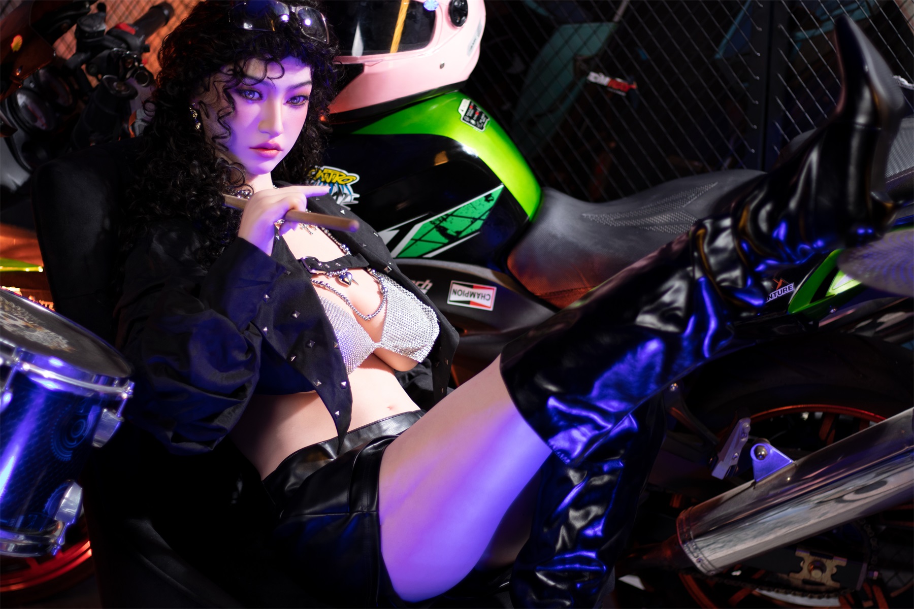 Orange In丨Stevie -5ft 3/160cm Edgy Biker Style Movable Jaw Silicone Sex Doll