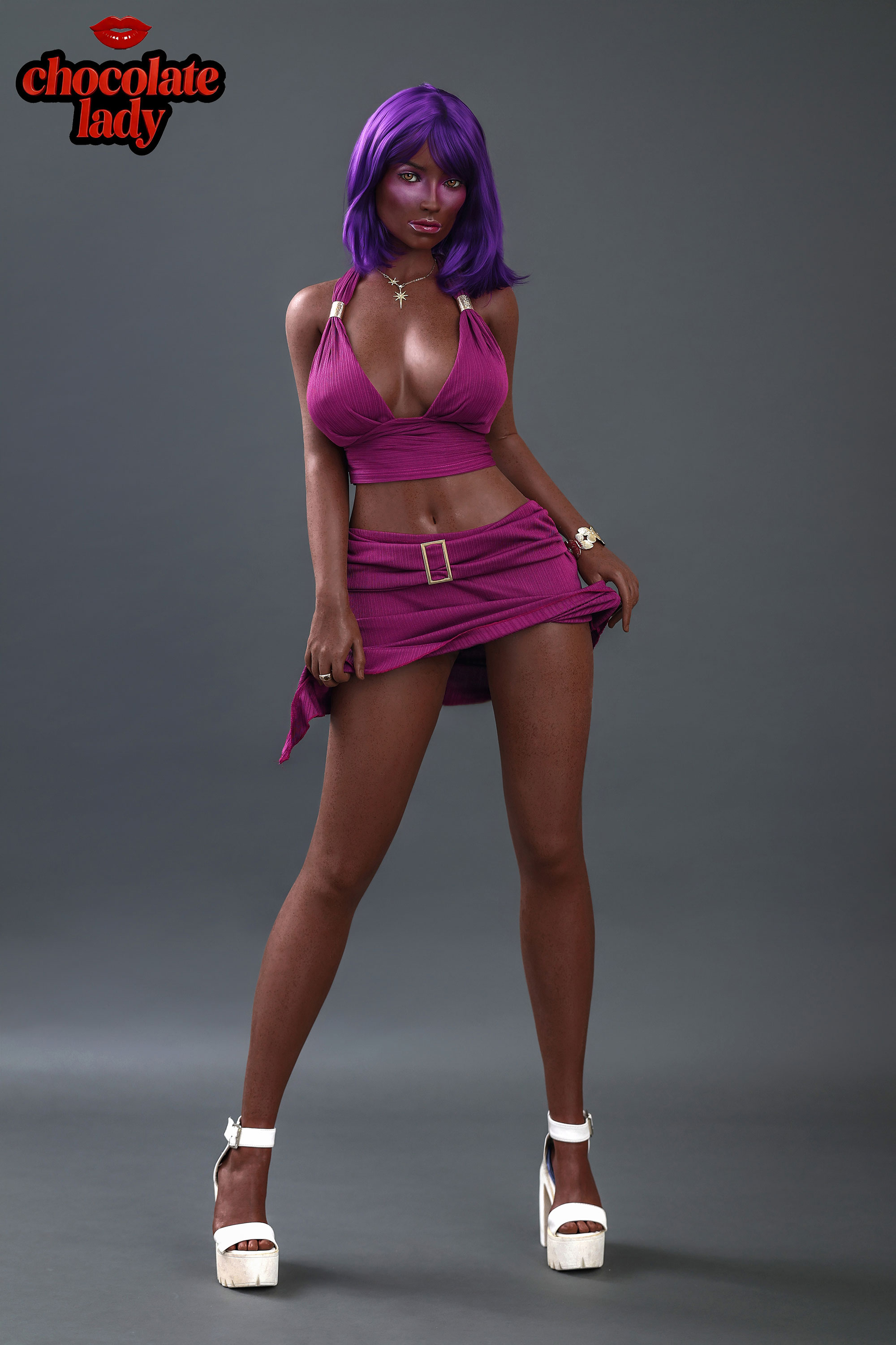 Chocolate Lady | Aim - 5ft 3/163cm D Cup Black/Ebony Silicone Sex Doll