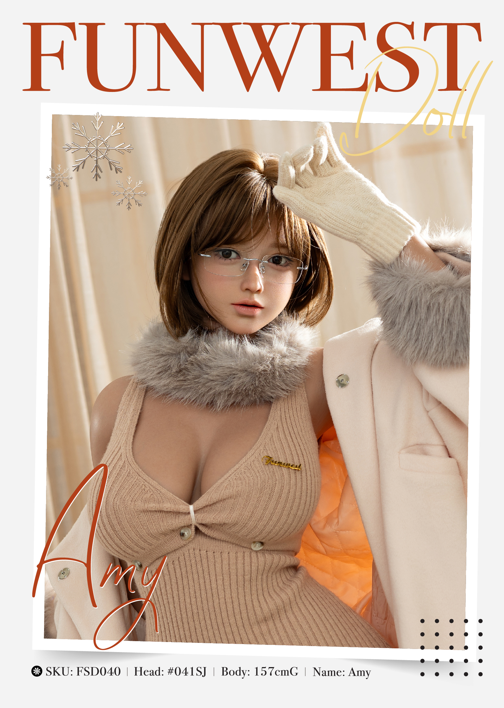 Funwest Doll | Amy -5ft 2/157cm G-Cup Real Skin Texture ROS Head Full Silicone Sex Doll