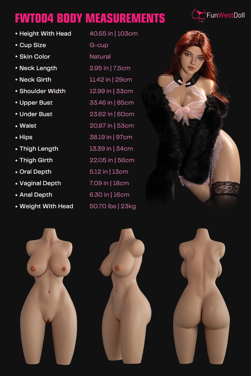 Funwest Doll | Lexie -3ft 4/103cm G-Cup Gel Breasts Silicone Torso for Men