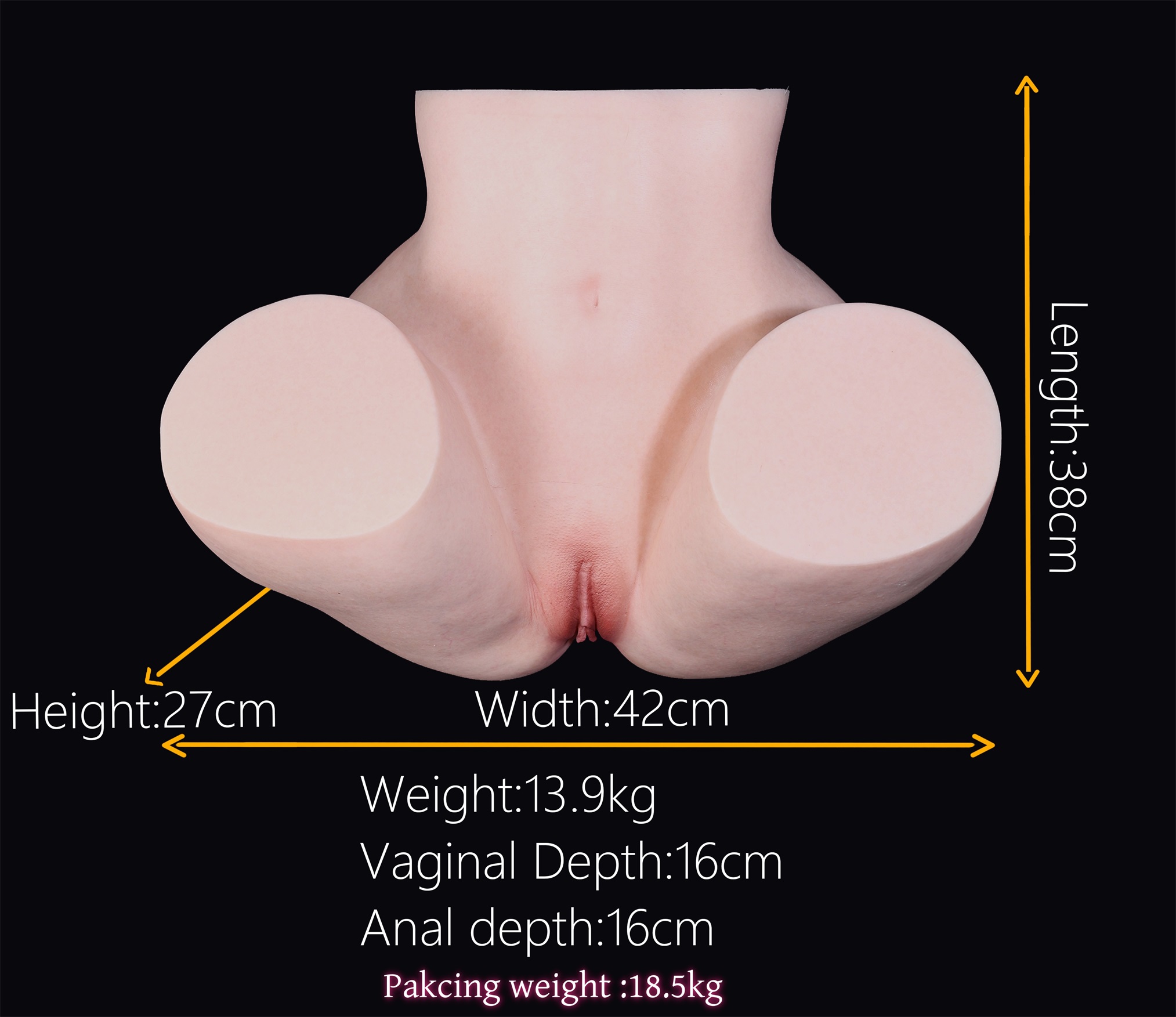 MD Doll | 30.6lb/13.9kg Silicone Butt Torso - Realistic Skin Texture Lower Body Sex Doll