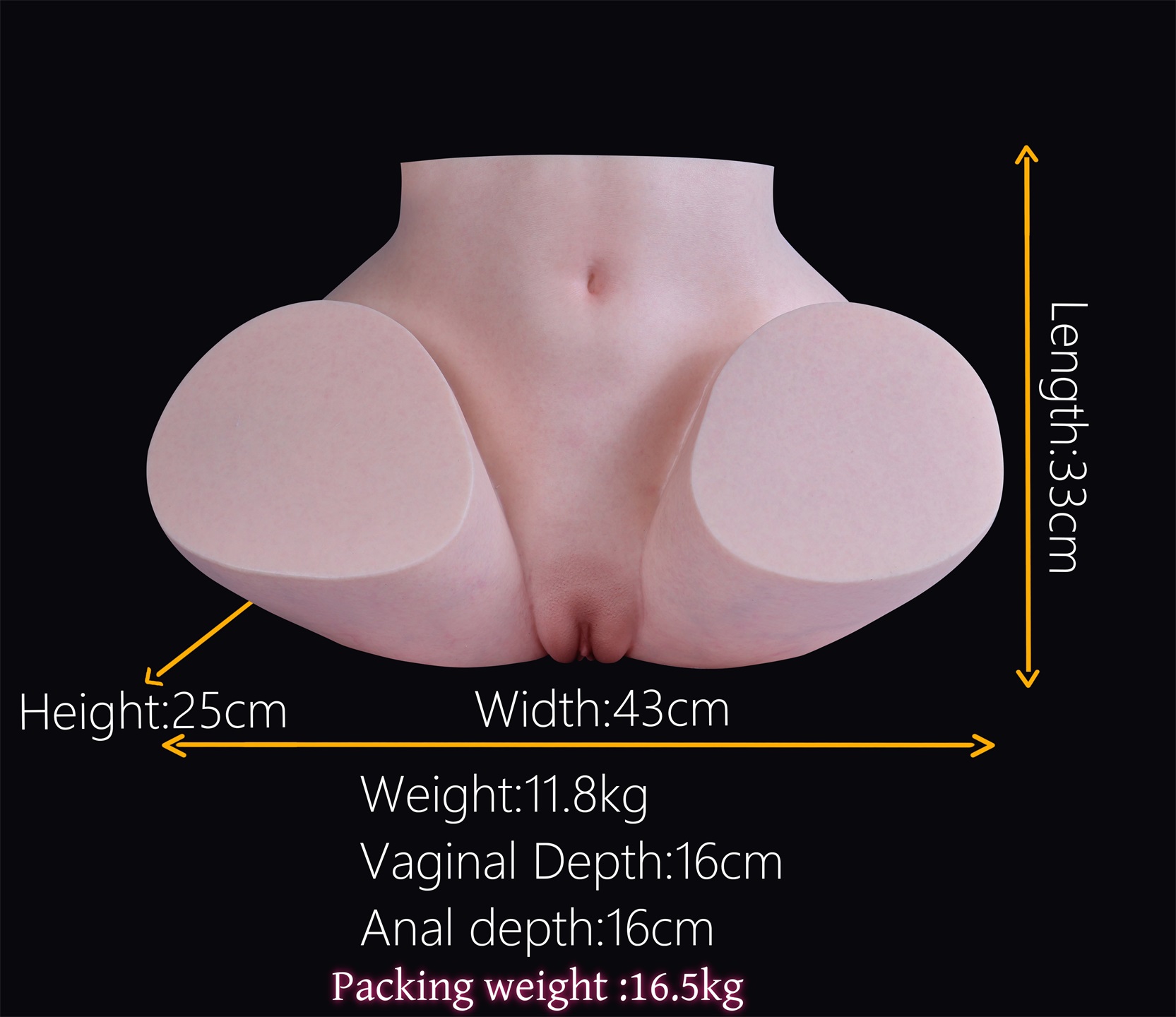 MD Doll | 26lb/11.8kg Silicone Butt Torso - Realistic Skin Texture Lower Body Sex Doll