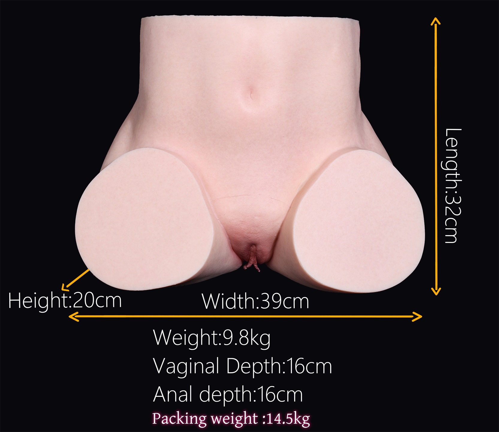MD Doll | 21.6lb/9.8kg Silicone Butt Torso - Realistic Skin Texture Lower Body Sex Doll