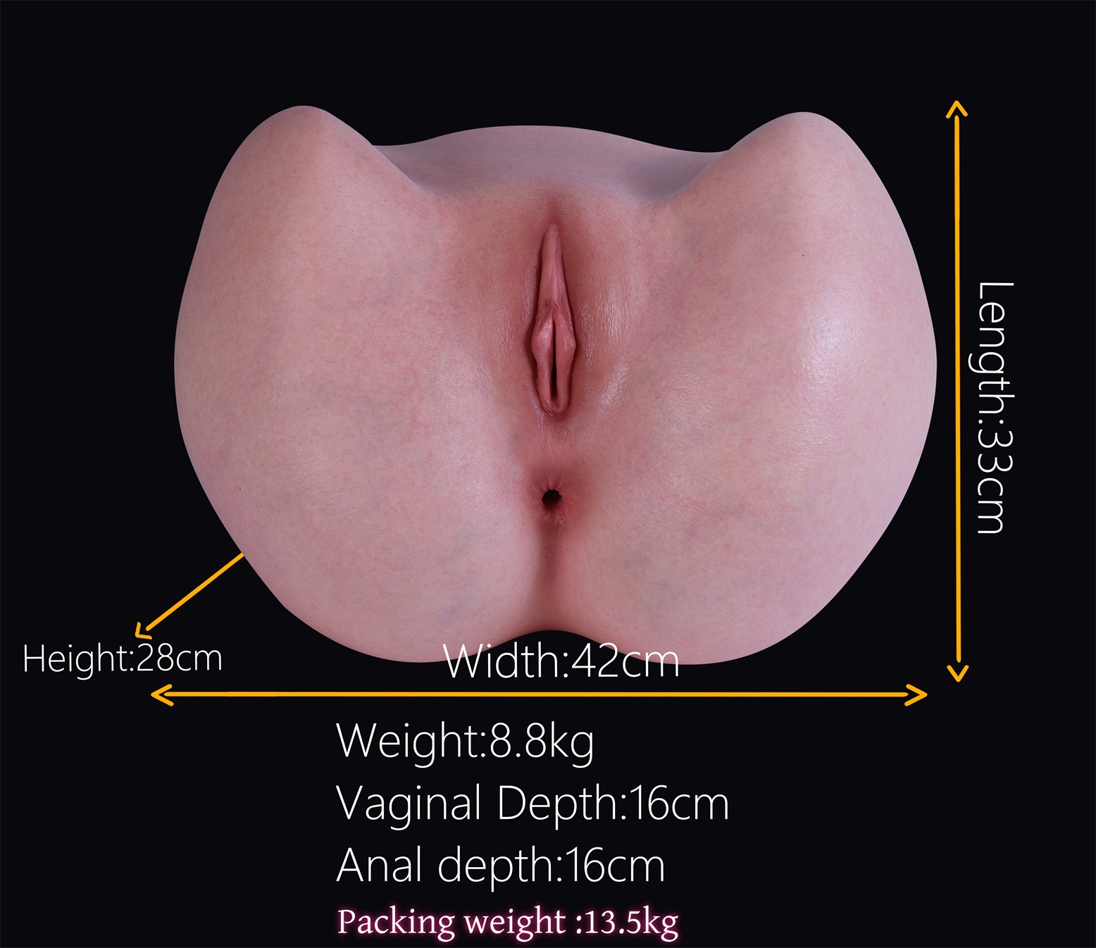 MD Doll | 19.4lb/8.8kg Silicone Butt Torso - Realistic Skin Texture Wide Hips Sex Doll