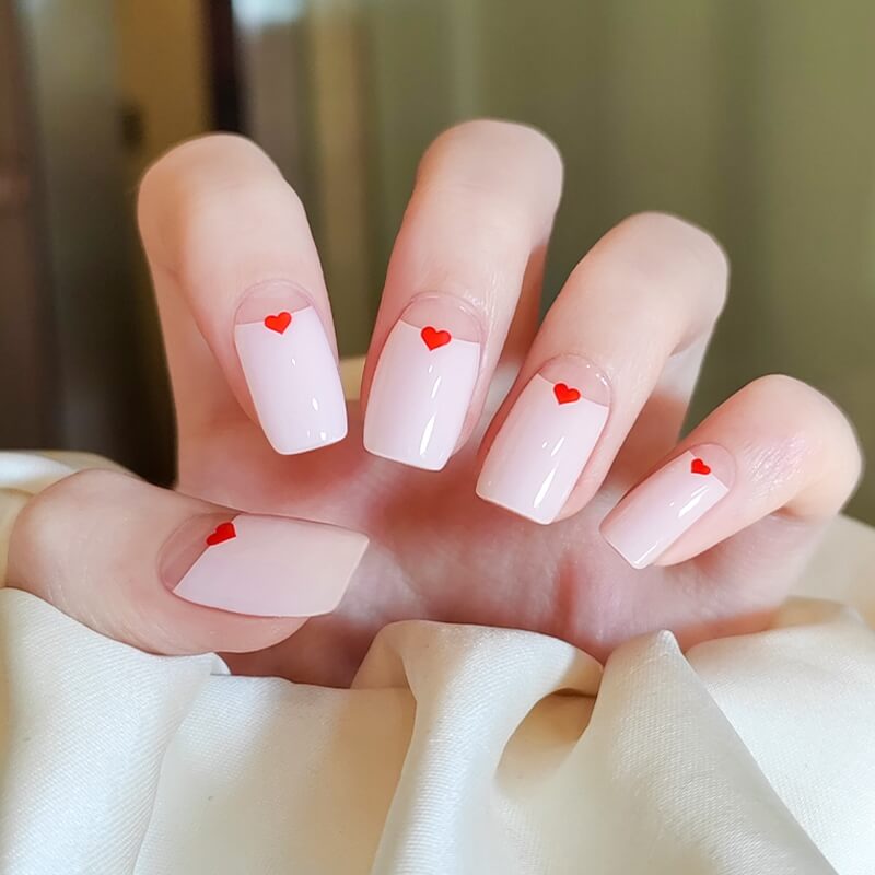 BERYOUR PINK FRENCH HEART - SEMICURED UV GEL NAIL STICKERS KIT NG200044 (BUY ANY 2 NAIL KITS GET FREE UV LAMP) - NG200044