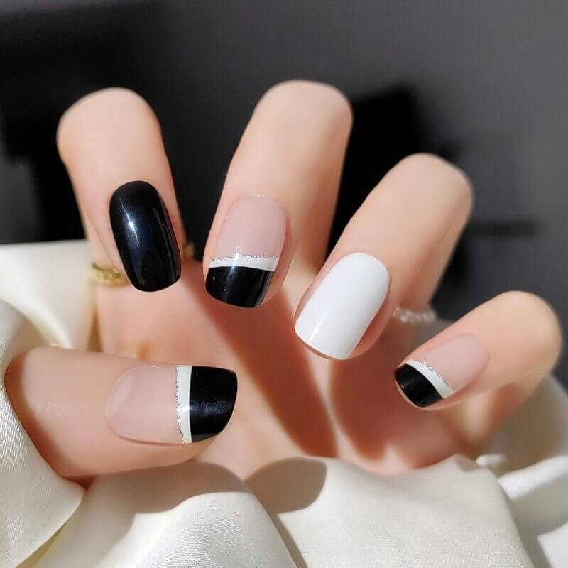 BERYOUR MONOCHROME GEOMETRIC SEMICURED UV GEL NAIL STICKERS KIT (BUY ANY 2 NAIL KITS GET FREE UV LAMP) - NG200055