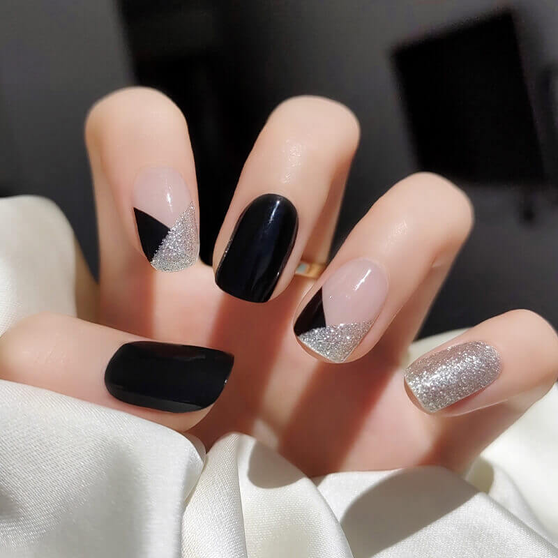 BERYOUR  BLACK FRENCH SEMICURED UV GEL NAIL STICKER KIT NG200073 (BUY ANY 2 NAIL KITS GET FREE UV LAMP) - NG200073