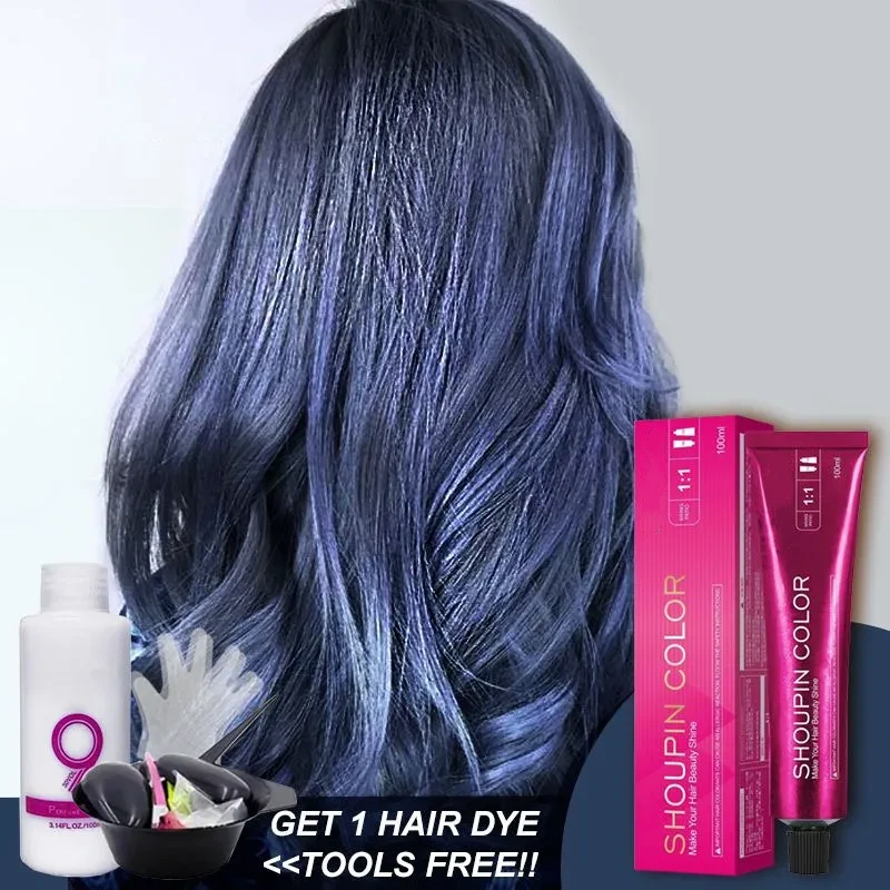Ash Blue & Dark Hair Color Cream Kit