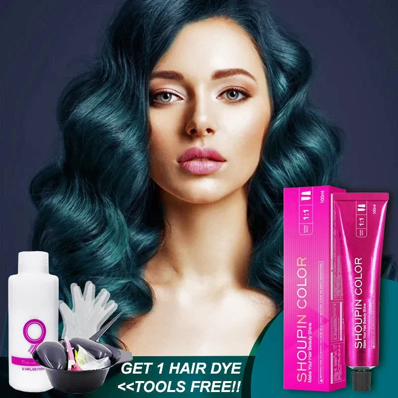 Forest Green & Turquoise Hair Color Cream Kit