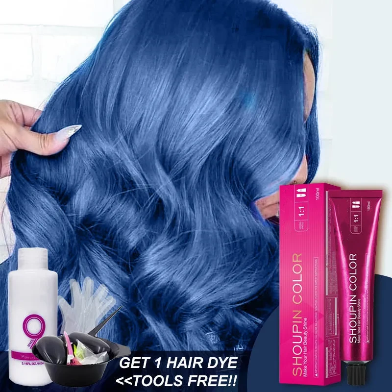 Fog Blue & Ocean Blue Hair Color Cream Kit