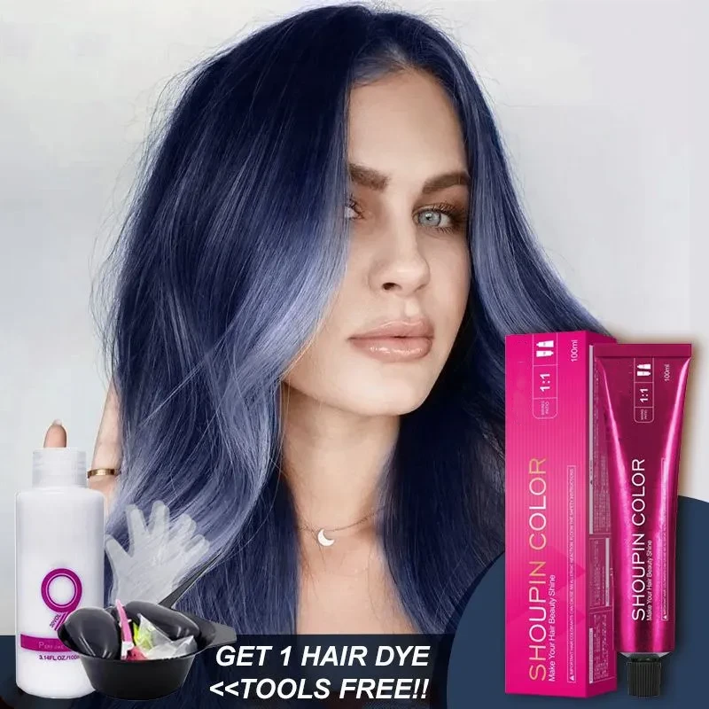 Ash Blue & Dark Hair Color Cream Kit