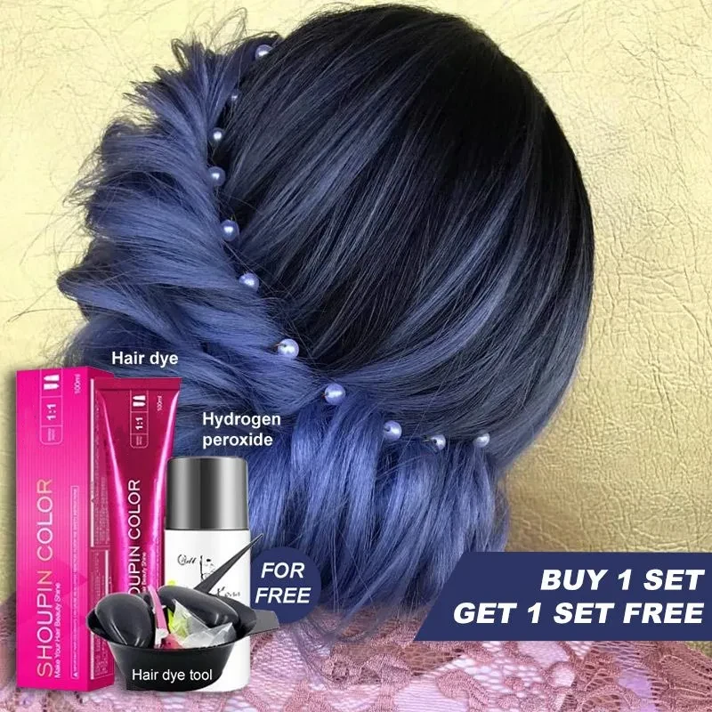 Ash Blue & Dark Hair Color Cream Kit