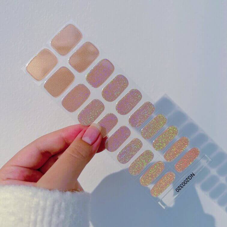 BERYOUR GOLD GLOW GLITTER SEMICURED UV GEL NAIL STICKERS KIT NG200320 (BUY ANY 2 NAIL KITS GET FREE UV LAMP) - NG200320