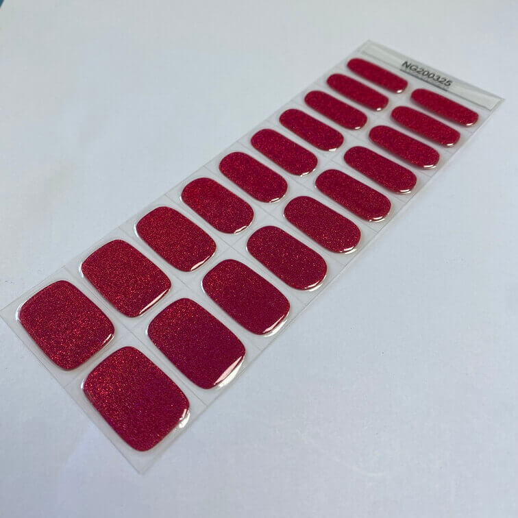 BERYOUR RED GLITTER SEMICURED UV GEL NAIL STICKER KIT NG200325 (BUY ANY 2 NAIL KITS GET FREE UV LAMP) - NG200325