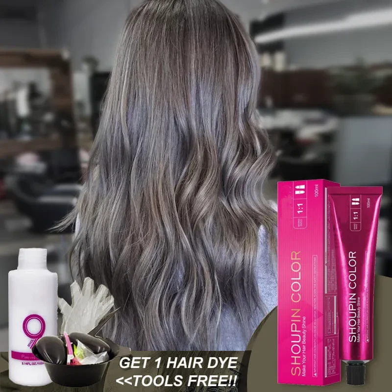 Champagne Grey & Brown Hair Color Cream Kit