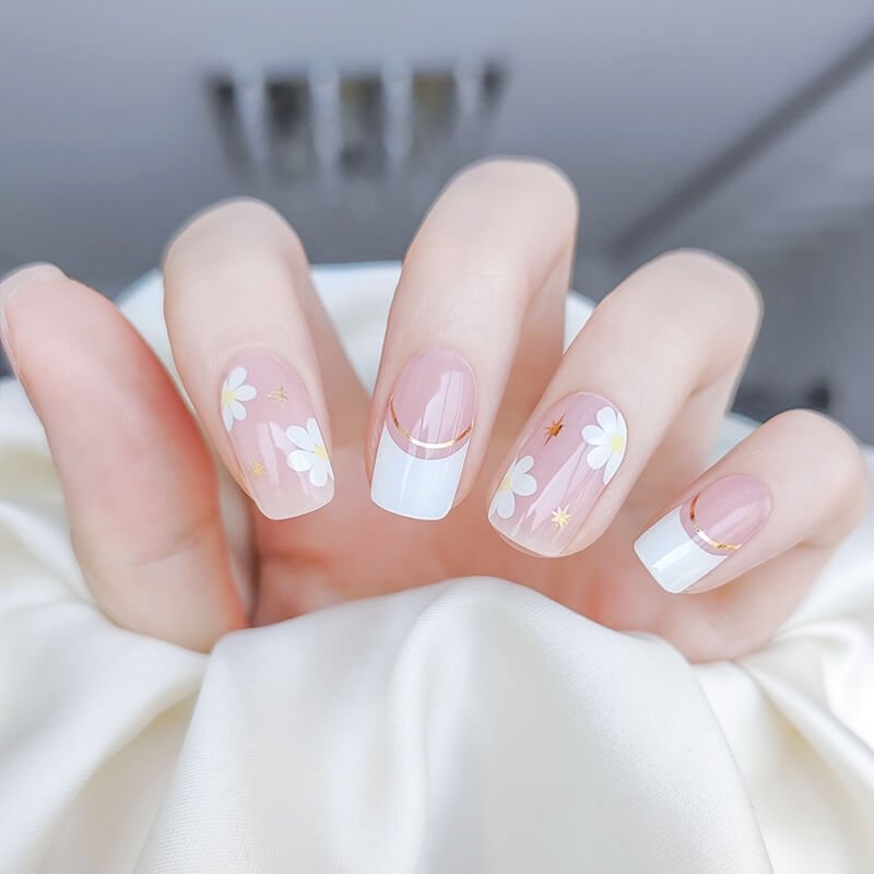 BERYOUR DAISY FRENCH PINK - SEMICURED GEL NAIL STICKER KIT NG200211 (BUY ANY 2 NAIL KITS GET FREE UV LAMP) - NG200211