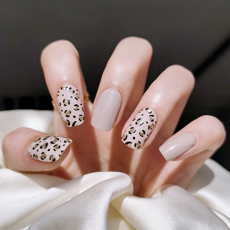 BERYOUR MILK COFFEE LEOPARD PRINT SEMICURED UV GEL NAIL STICKER KIT (BUY ANY 2 NAIL KITS GET FREE UV LAMP) - NG200158