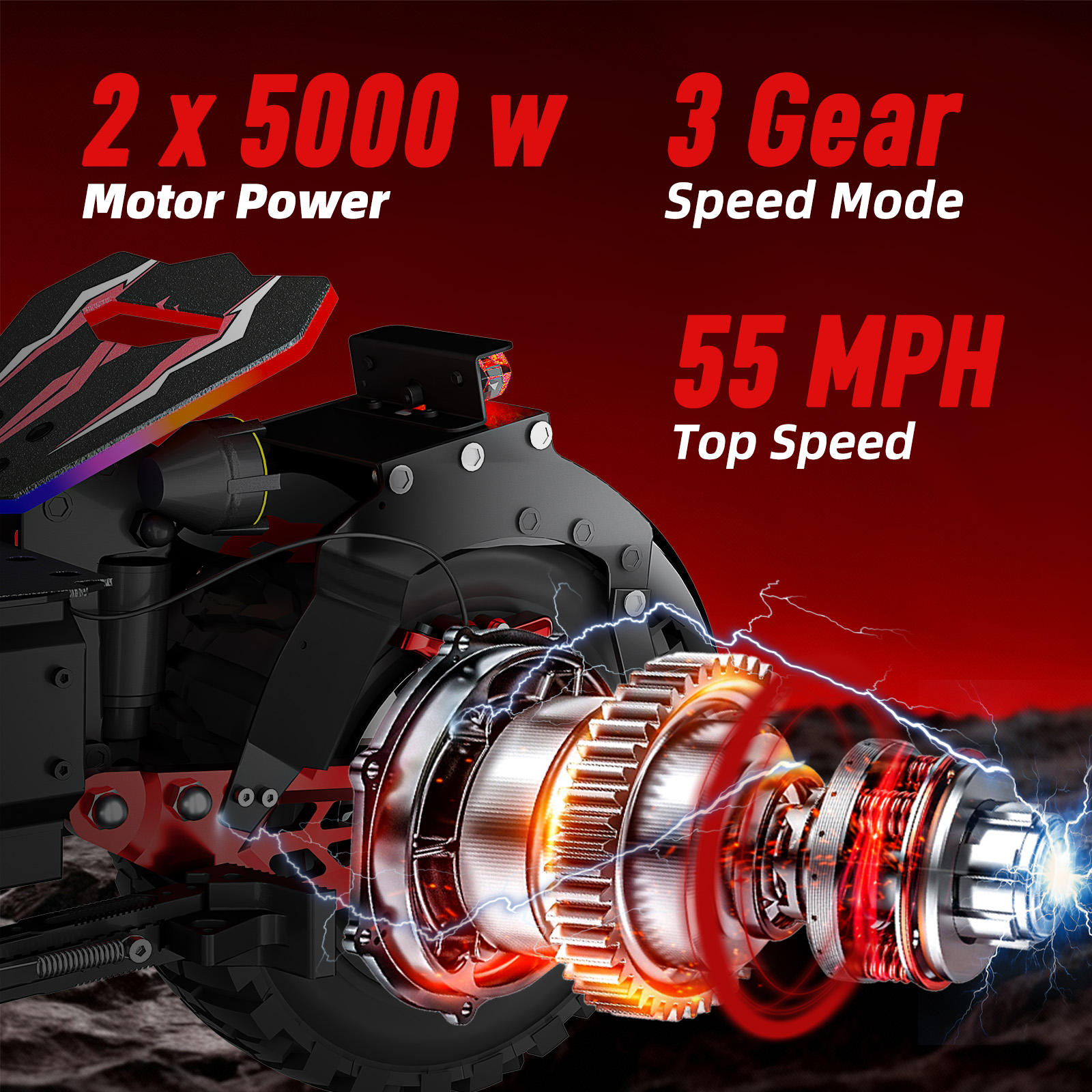 JL86 10000W Powerful Electric Scooter with 13inch Fat All-Terrain Tires 55MPH Electrical Kickscooter