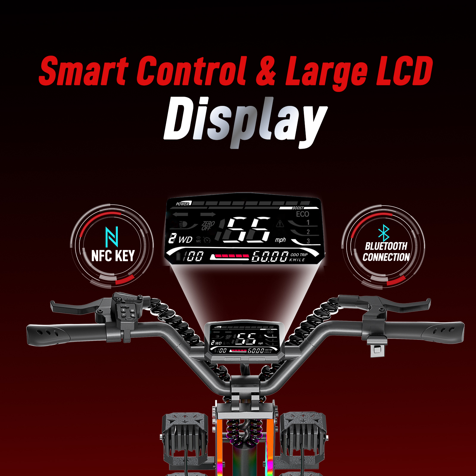 JL86 10000W Powerful Electric Scooter with 13inch Fat All-Terrain Tires 55MPH Electrical Kickscooter