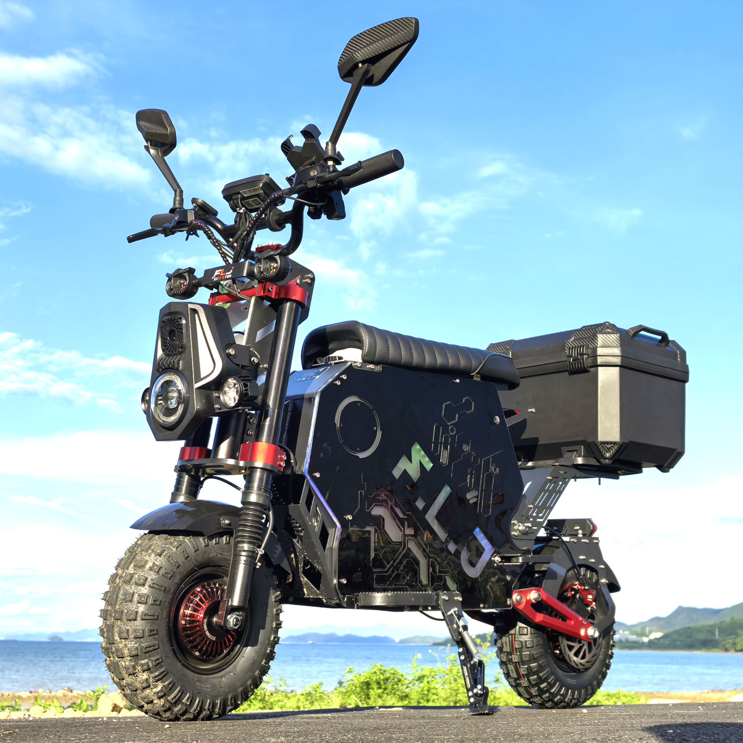 Latest FLJ F14 72V 12000W Electric Scooter Motorcycle with App NFC 75MPH Speed