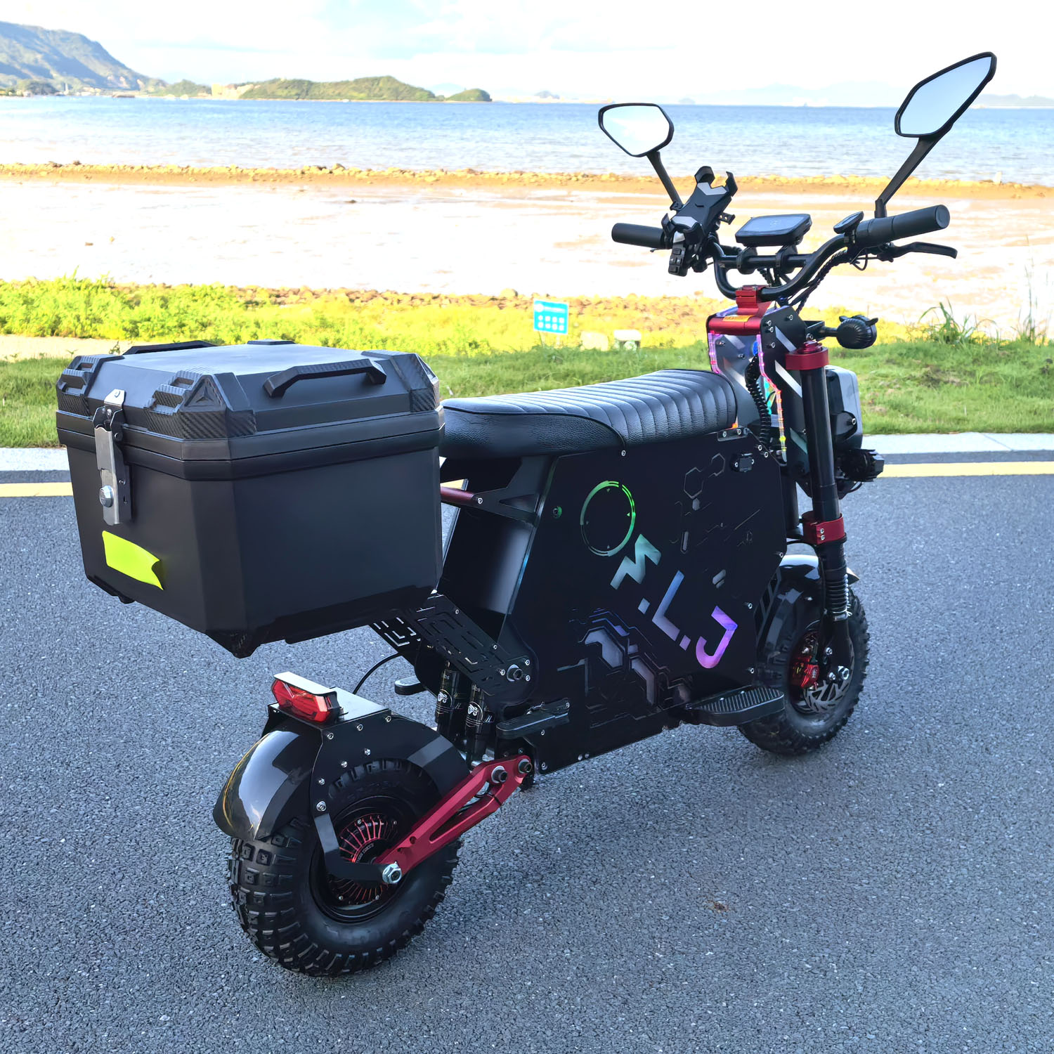 Latest FLJ F14 72V 12000W Electric Scooter Motorcycle with App NFC 75MPH Speed