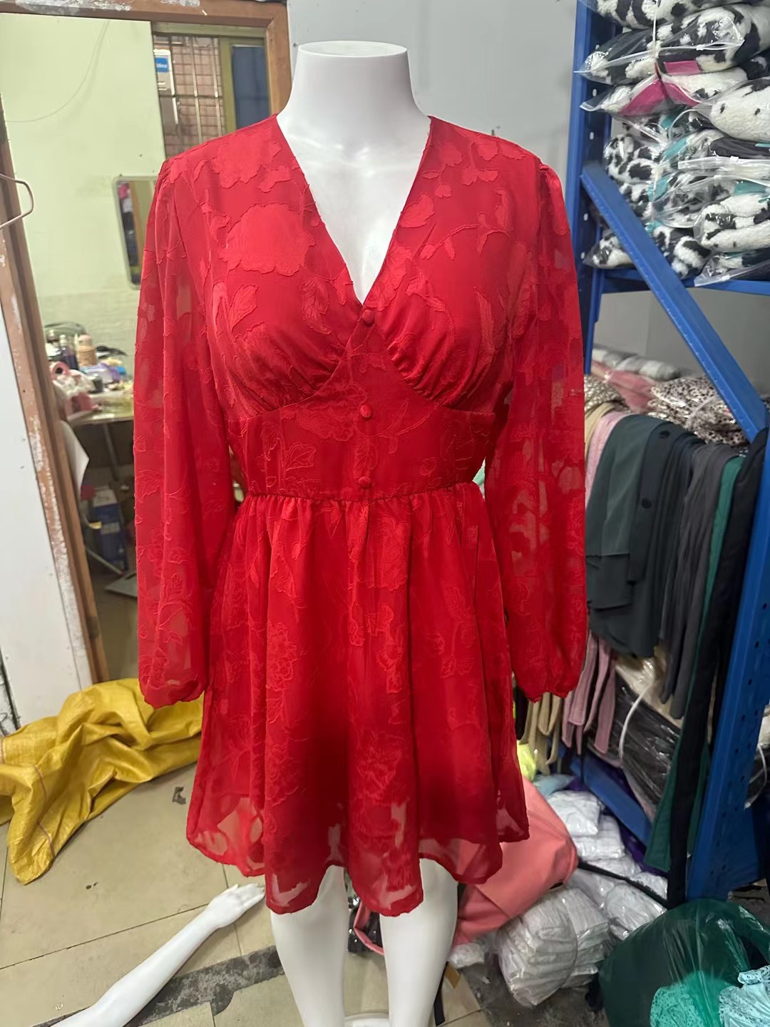 Low cut A-line mini dress,