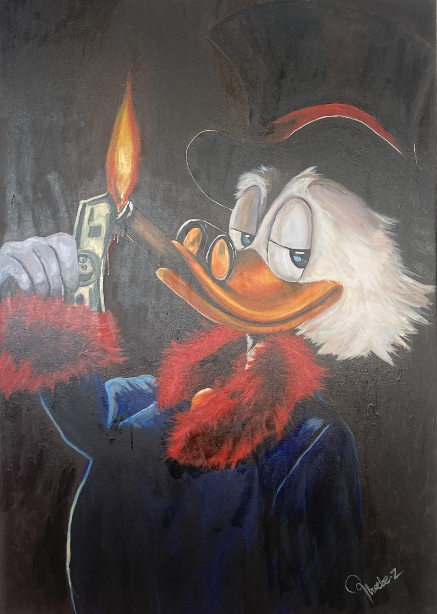 Burning Dollar to Light Cigars Donald Duck