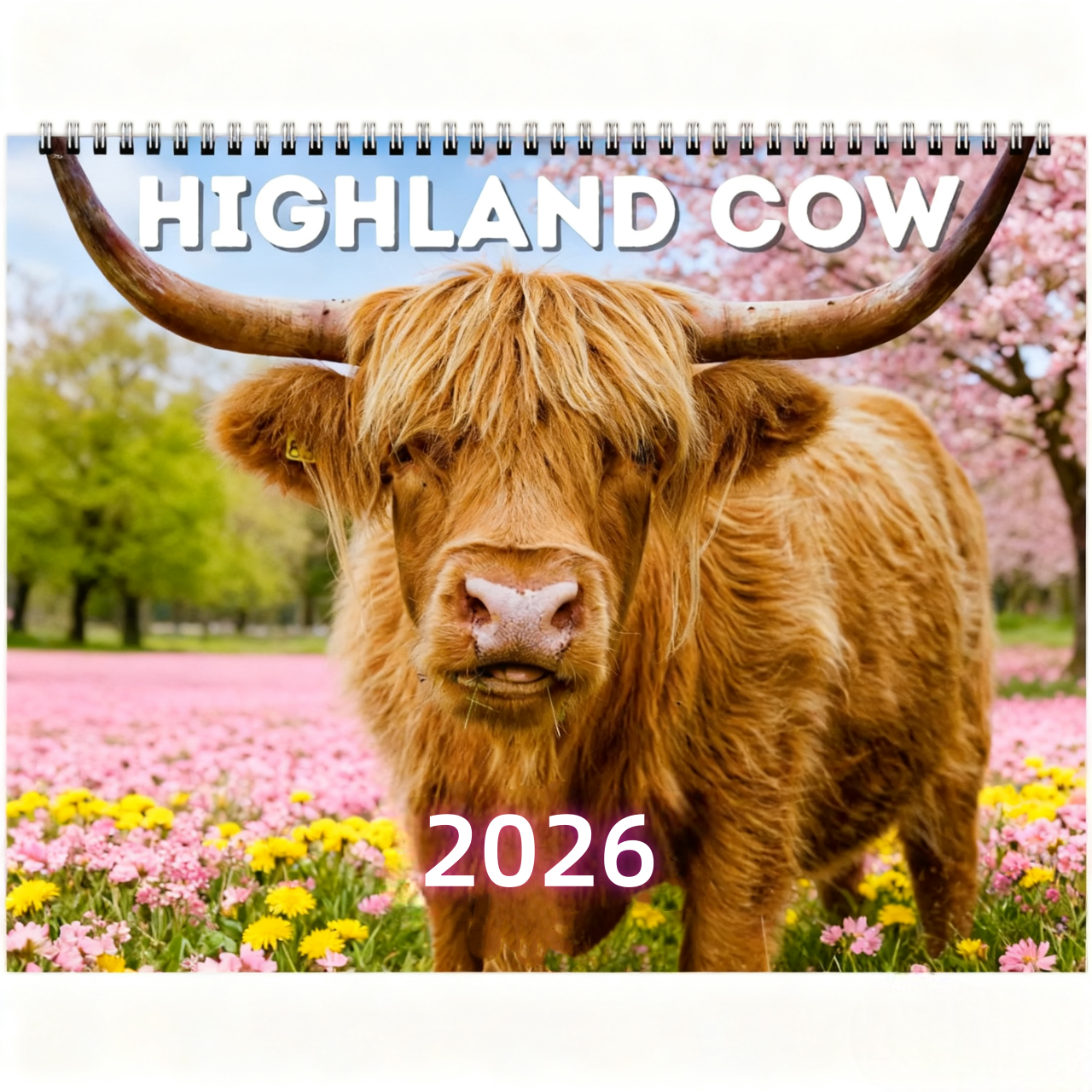 Highland Cow Wall Calendar 2026