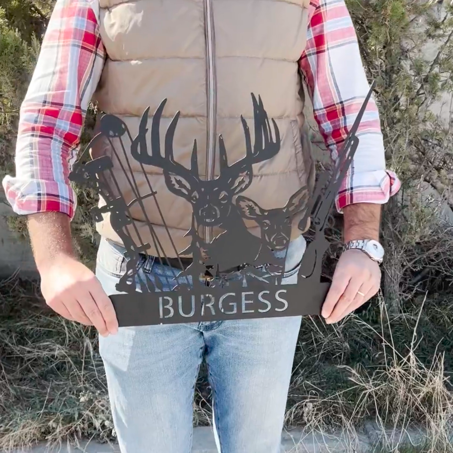 Personalized Deer Antler Metal Wall Sign