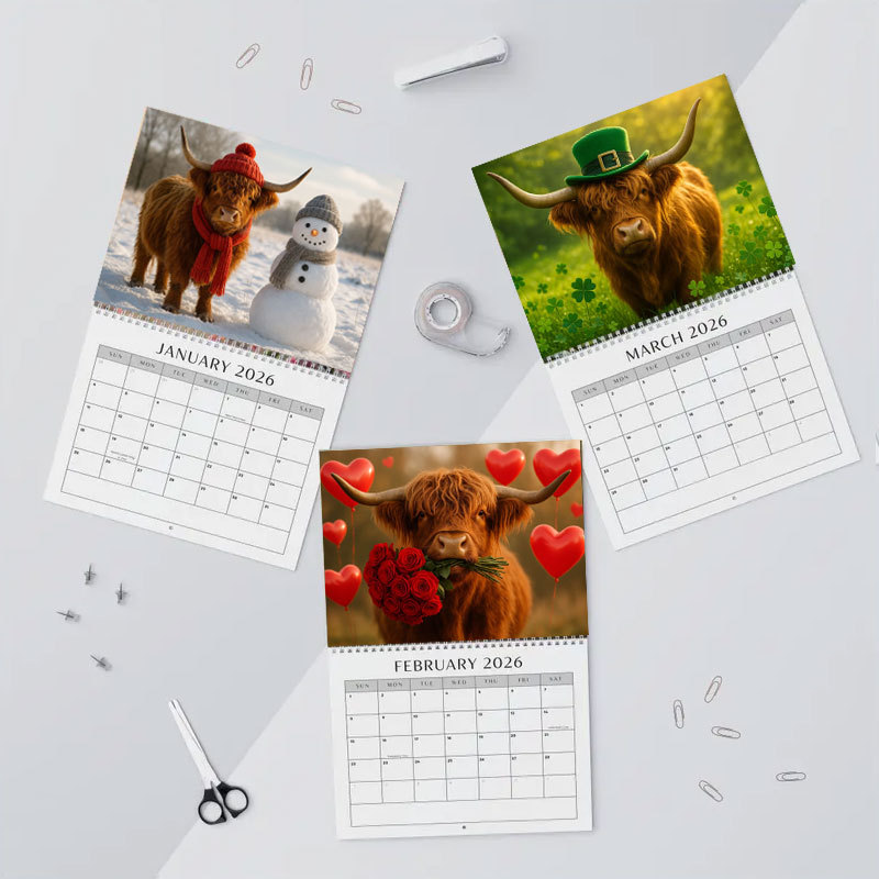 Highland Cow 2026 Wall Calendar