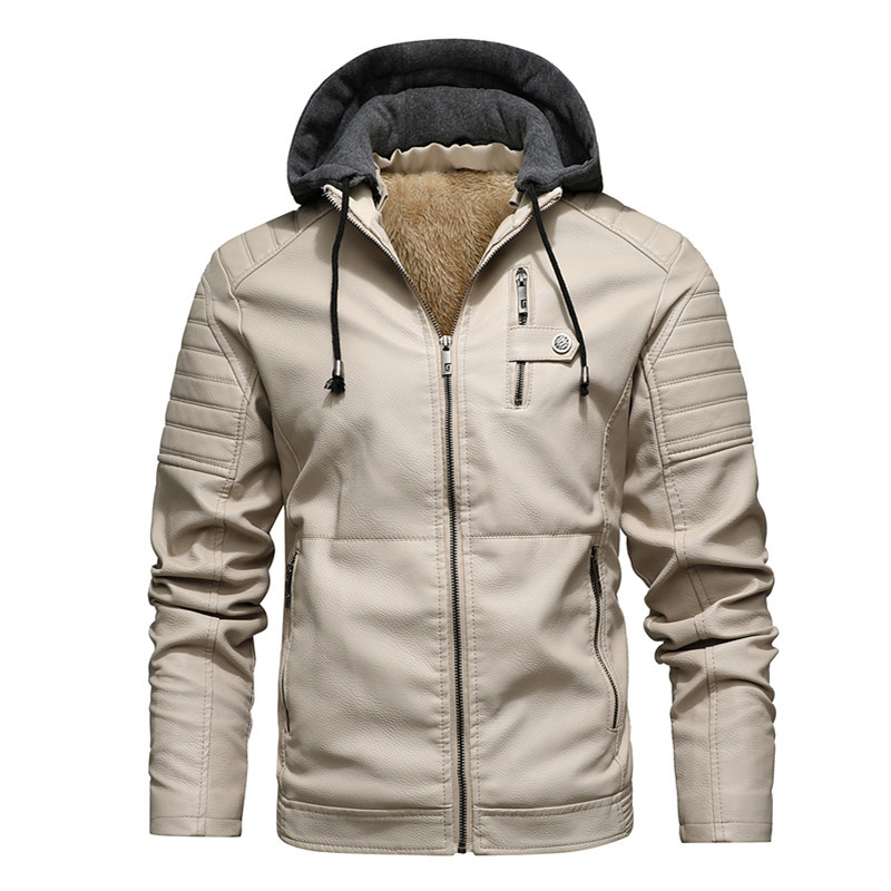 Men's hooded leather jacket
