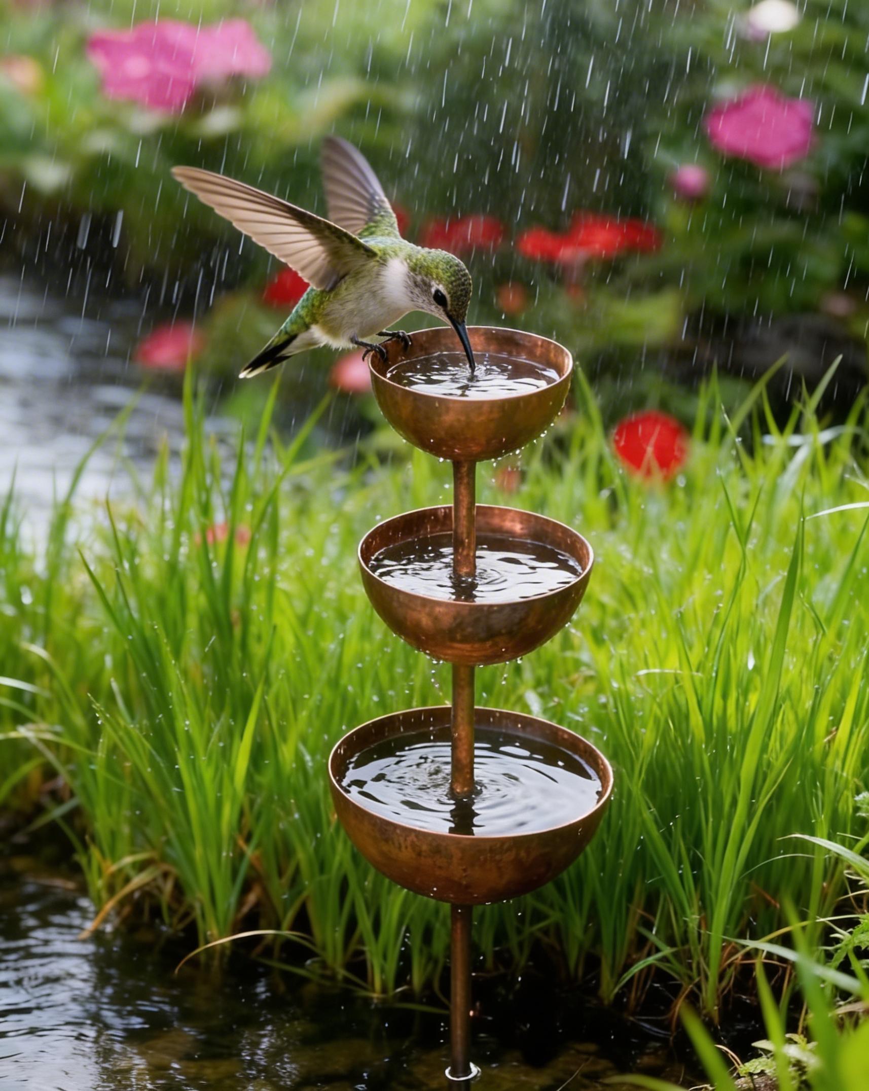 🌧️ Rain Catcher - Plant Support🐦 Metal Garden Ornament