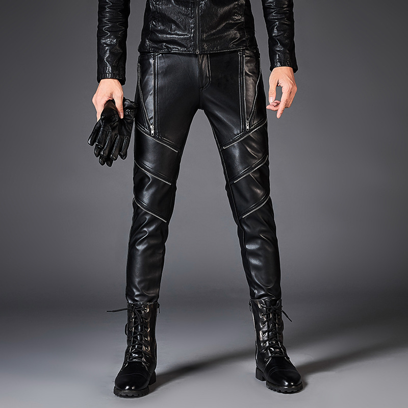 100 original high quality leather pants zipper stylevifoor
